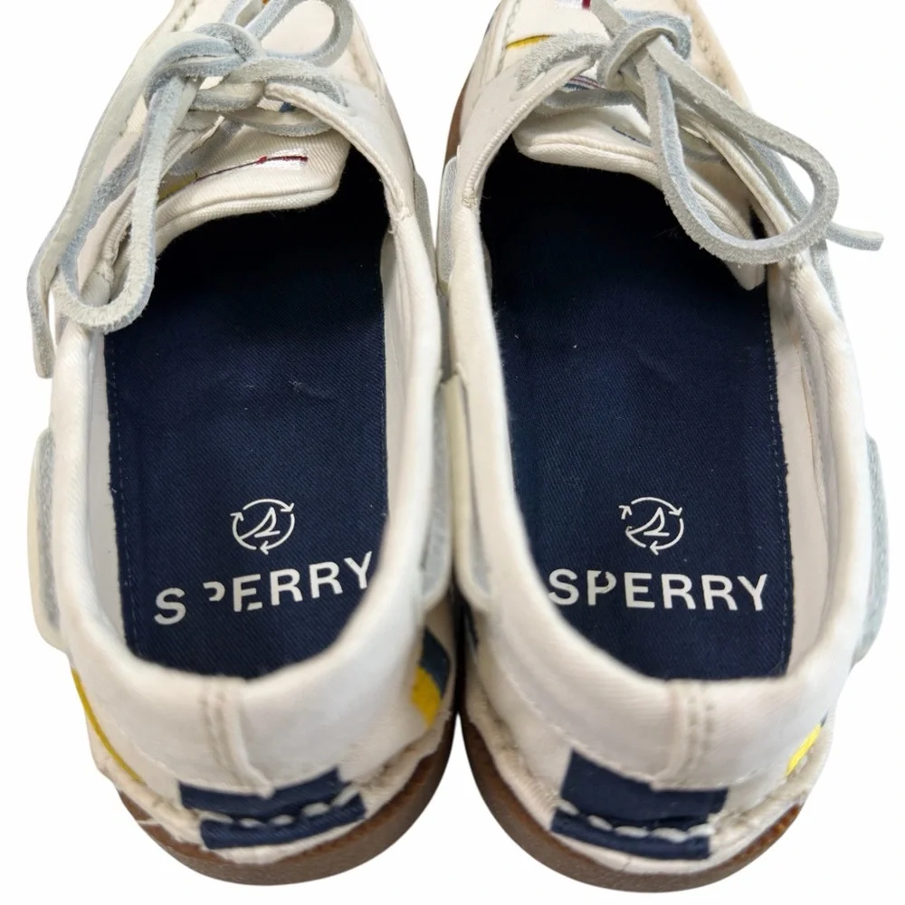 Sperry Authentic Original Boat Shoes in Canvas Nautical Embroidered Size 5